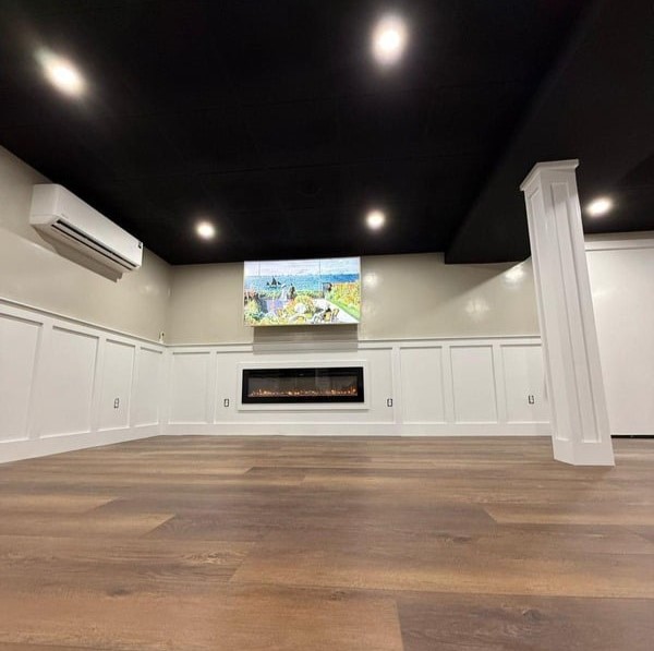 Modern finished basement living room